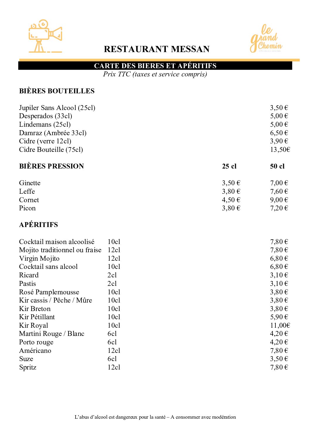 CARTE DES BOISSONS CHAUDES - 2 copie